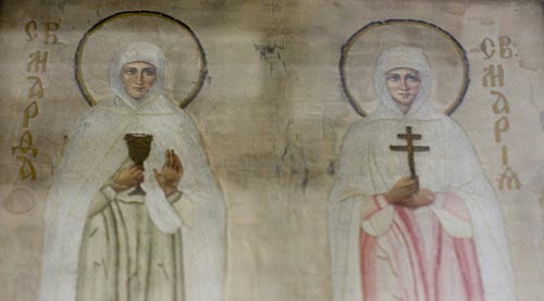 Икона свв. Марфы и Марии, вышитая Елизаветой Федоровной
