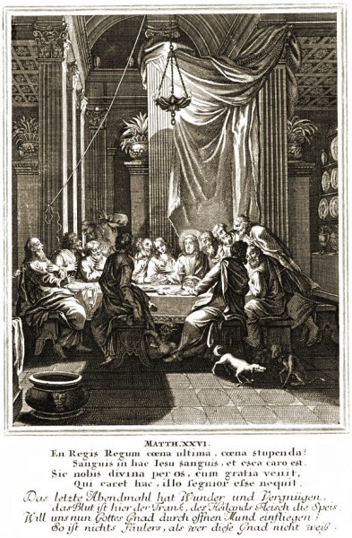 Каспар Луикен Тайная Вечеря Гравюра на меди 1712