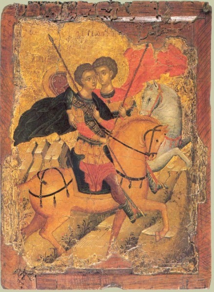 Свв.Георгий и Димитрий на конях. Перв. половина XV в. Византия. Частная коллекция