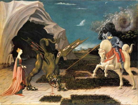 Паоло Уччелло. Битва св. Георгия с драконом. Ок. 1456 г. Раннее Возрождение. Национальная галерея, Лондон