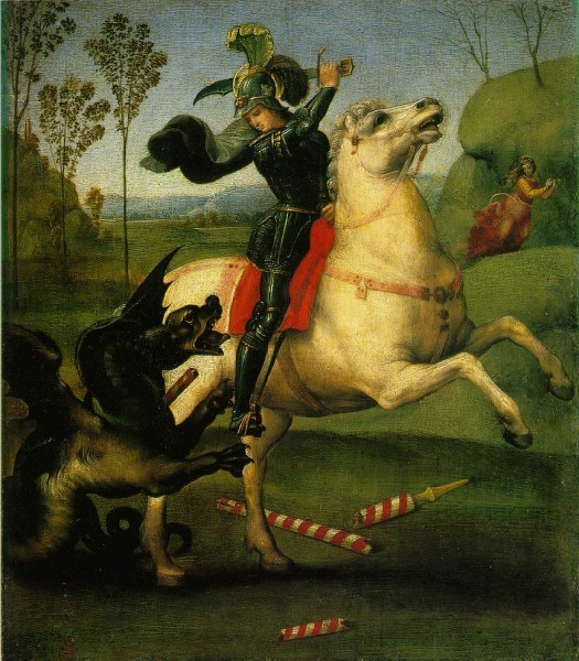 Рафаэль Санти. Св. Георгий, побеждающий дракона. 1505г. Лувр, Париж