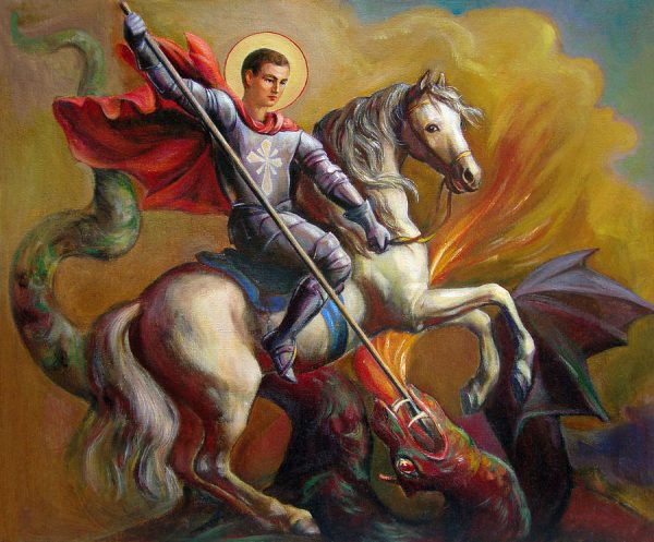 Св. Георгий Победоносец (23 апреля / 6 мая) Saint-george-and-the-dragon-svitozar-nenyuk-600x497
