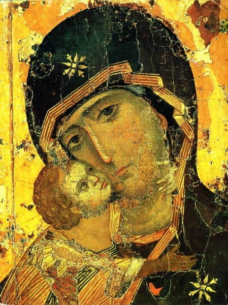 Владимирская икона Богородицы, фрагмент