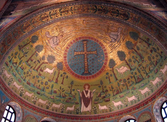 Мозаика апсиды церкви Сант Аполлинаре ин Классе. Сер. VI в. Равенна. Италия