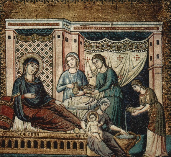Пьетро Каваллини. Рождество Богородицы. Базилика св. Марии, Рим. 1296-1300