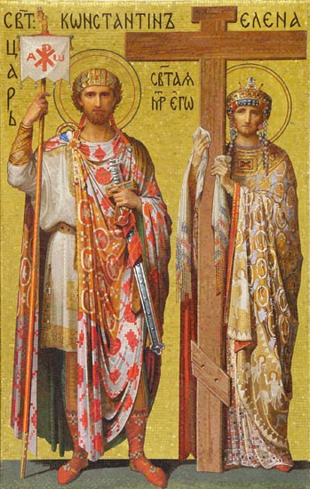 Равноапостольные Константин и Елена. Мозаика Исаакиевского собора в Санкт-Петербурге