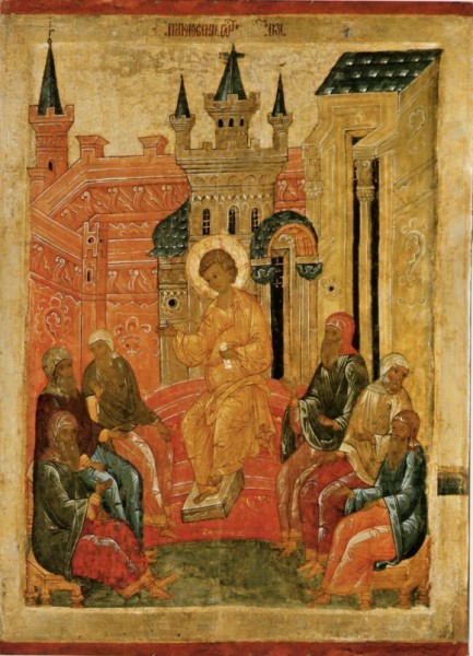 Преполовение Пятидесятницы, псковская икона, XVI в.