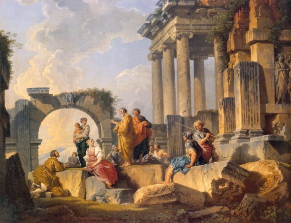 Джованни Паоло Паннини. Развалины со сценой проповеди апостола Павла. 1744