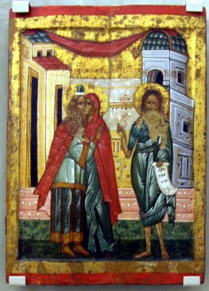 «Зачатие Иоанна Крестителя» (встреча Захарии и Елиcаветы; справа изображена фигура их будущего сына)