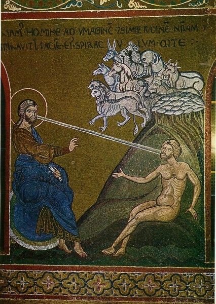 Сотворение Адама. Мозаика из собора Мадонны Ассунта. Италия. XII в