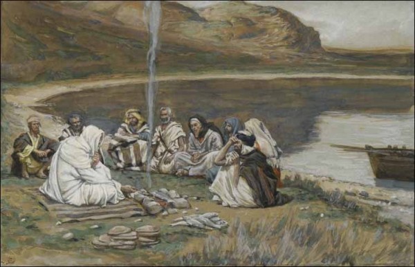 Иисус ест со своими учениками. Джеймс Тиссо