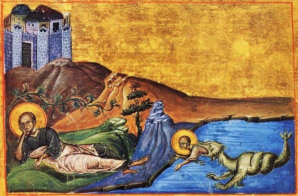 Иона. Миниатюра из Минология Василия II (976-1025). Ватиканская библиотека. Рим