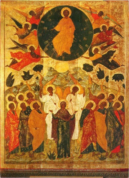 Вознесение Господне. 1542 г. Икона из праздничного ряда иконостаса церкви Новое Вознесение в Пскове.