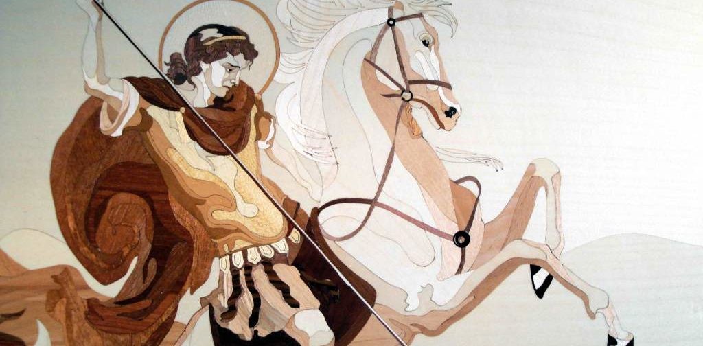 Рисунок на шелке Святой Георгий Победоносец 22*25см Матрёнин Посад