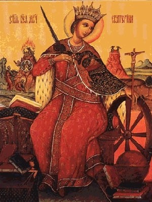 Изображение святой Екатерины с колесом. Святая великомученица Екатерина