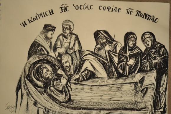 Кончина преподобной Софии. Рисунок неизвестного художника