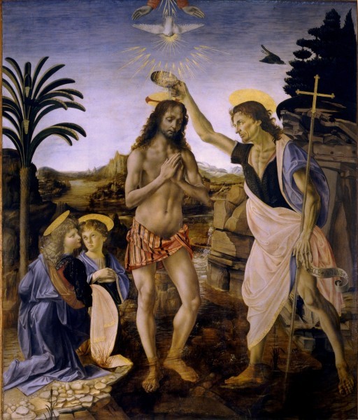 Андреа дель Верроккио, Леонардо да Винчи. 1472 – 1475 г. Галерея Уффици, Флоренция, Италия