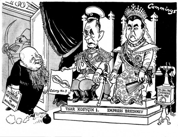 Косыгин и Брежнев. Карикатура