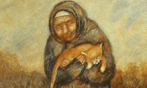 Бабушка читала псалтырь, а кот не отходил от нее